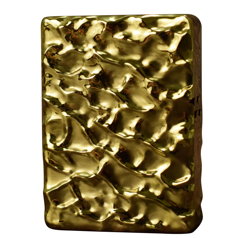 Glossy water ripple relief brass vintage lighter