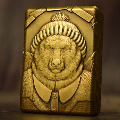 Mr. Bear Handmade Brass Relief Creative Retro Heavy Armor Lighter