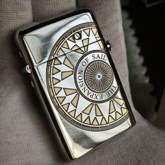 Torrance one-button automatic ejection kerosene lighter double-sided carved compass personalized customization