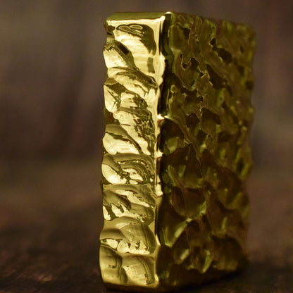 Glossy water ripple relief brass vintage lighter