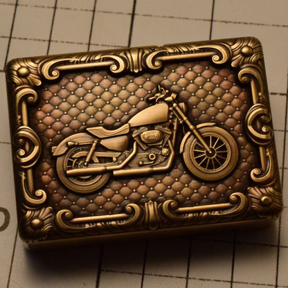 Harley motorcycle brass engraved lighter retro nostalgic pure handmade lighter