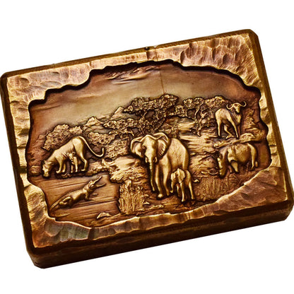 African savannah themed solid brass engraved lighter, vintage design lighter.