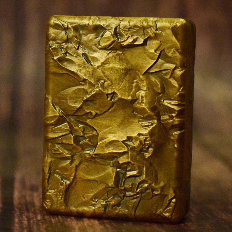 Stone-grained brass engraved vintage lighter