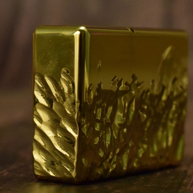 Half-surface water ripple design retro handmade brass bright surface windproof kerosene lighter