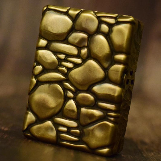 Stone texture handmade brass personalized retro play lighter