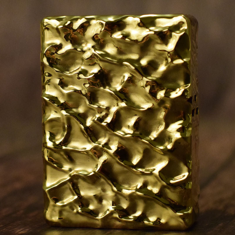 Glossy water ripple relief brass vintage lighter