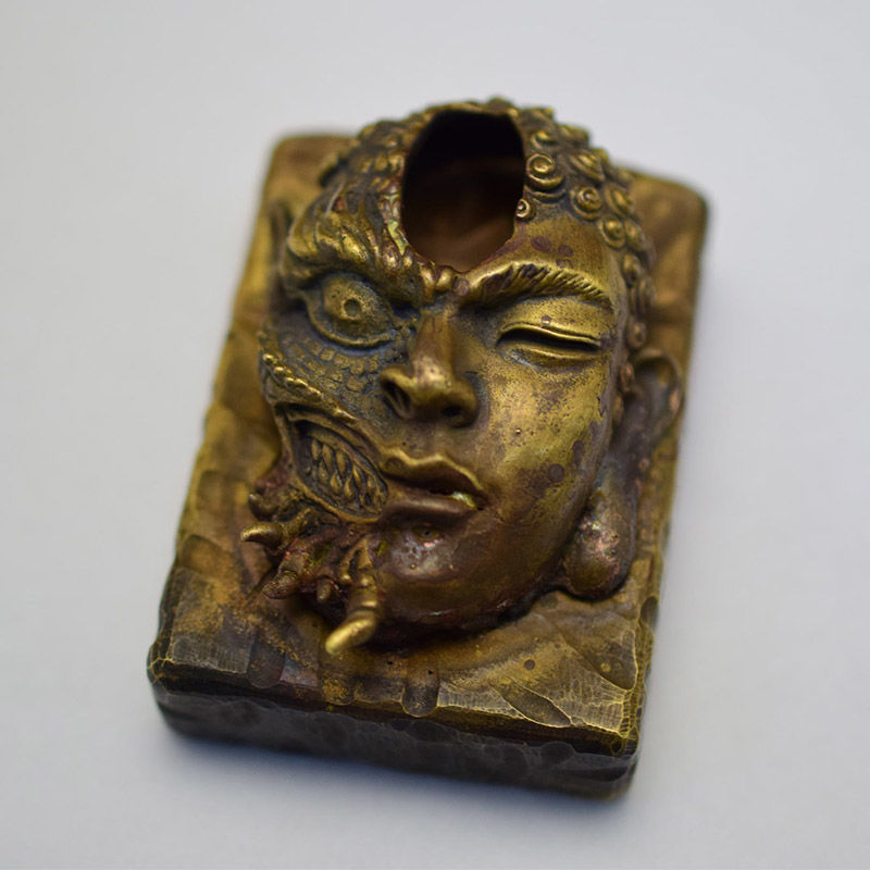 Retro Buddha and Demon shape, brass hand-carved lighter