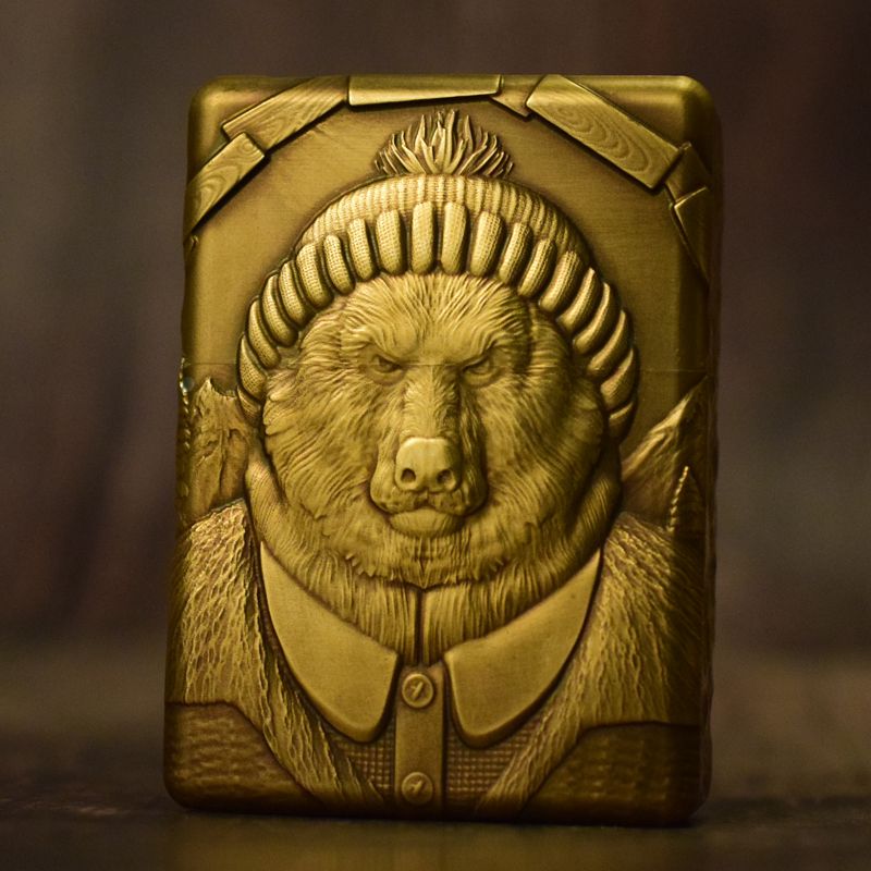 Mr. Bear Handmade Brass Relief Creative Retro Heavy Armor Lighter