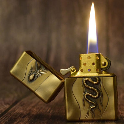 Snake Hand-carved Brass Vintage Lighter