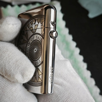 Torrance one-button automatic ejection kerosene lighter double-sided carved compass personalized customization