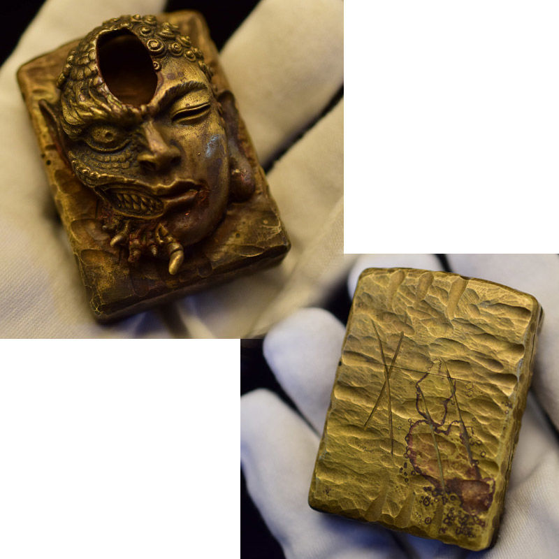 Retro Buddha and Demon shape, brass hand-carved lighter