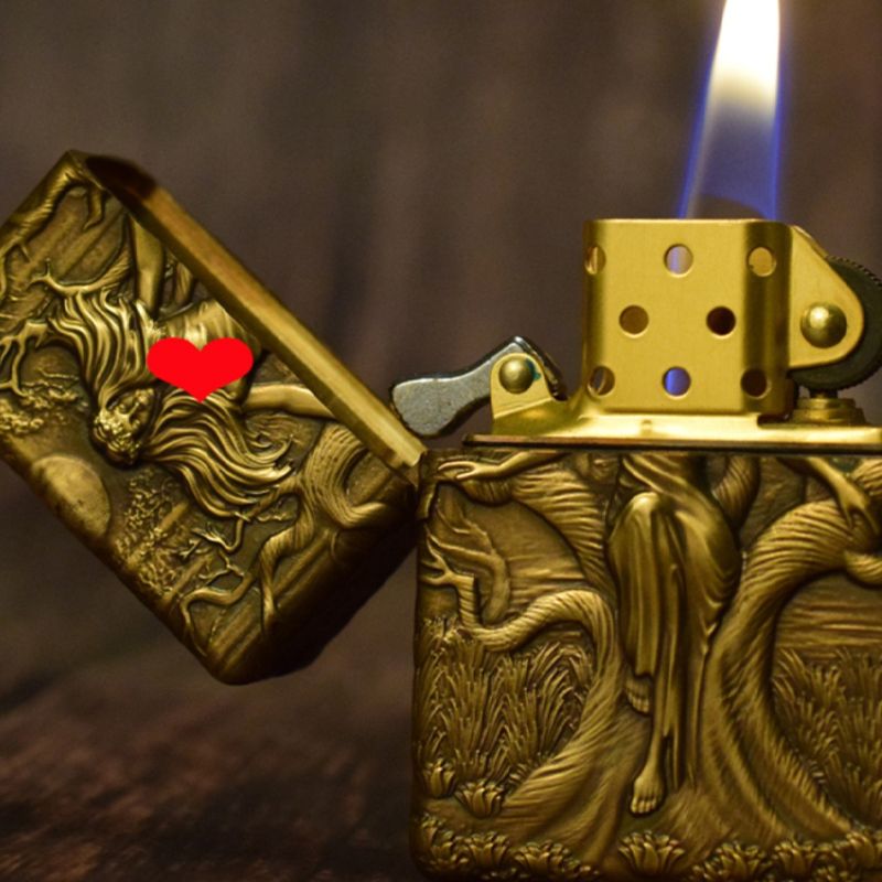 Dryad Queen Handmade Brass Engraving Vintage Lighter