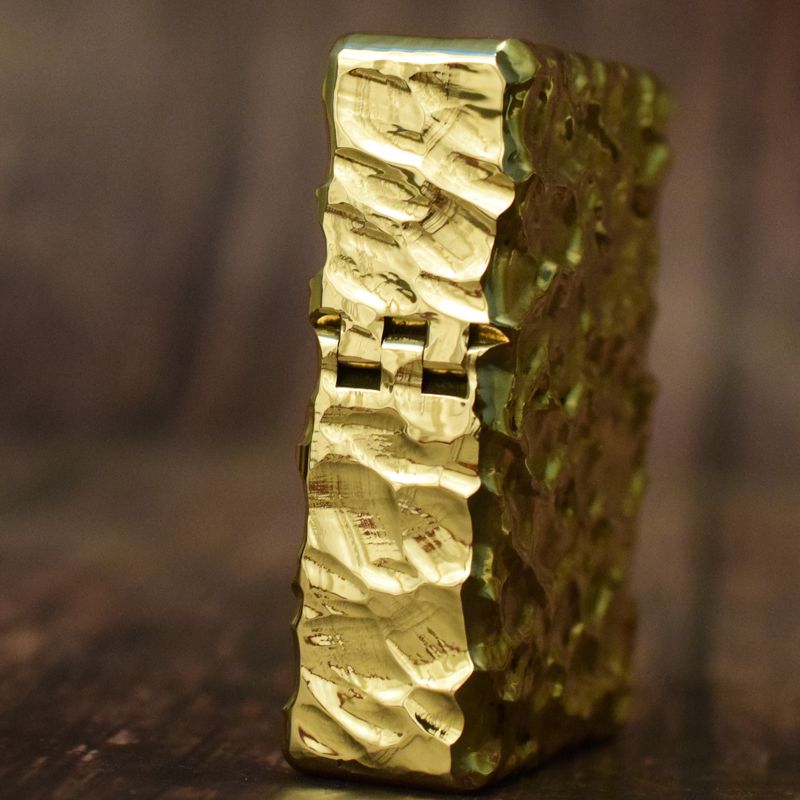 Glossy water ripple relief brass vintage lighter