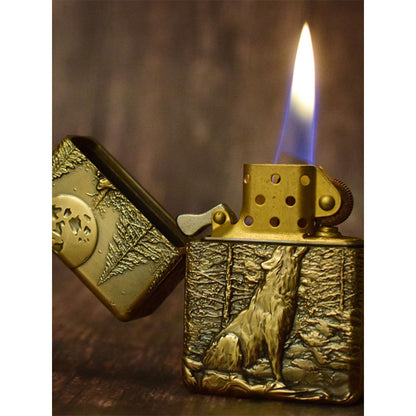 Tengu Mochizuki Relief Vintage Handmade Brass Lighter