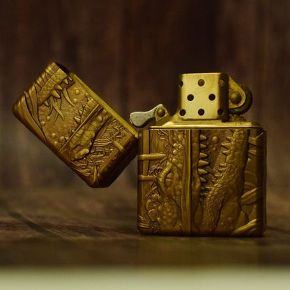 Creative crocodile handmade brass relief lighter retro lighter