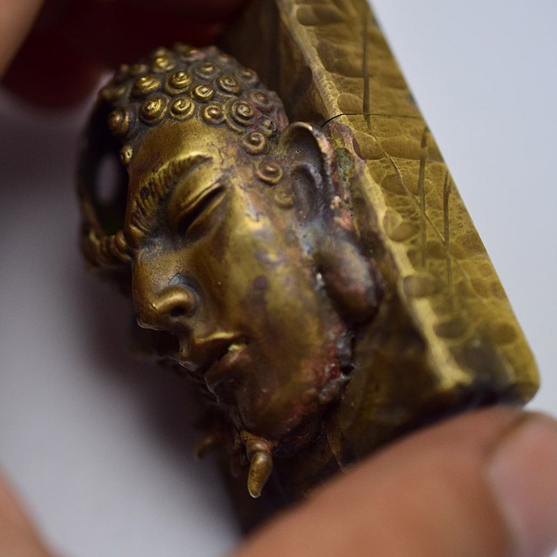 Retro Buddha and Demon shape, brass hand-carved lighter