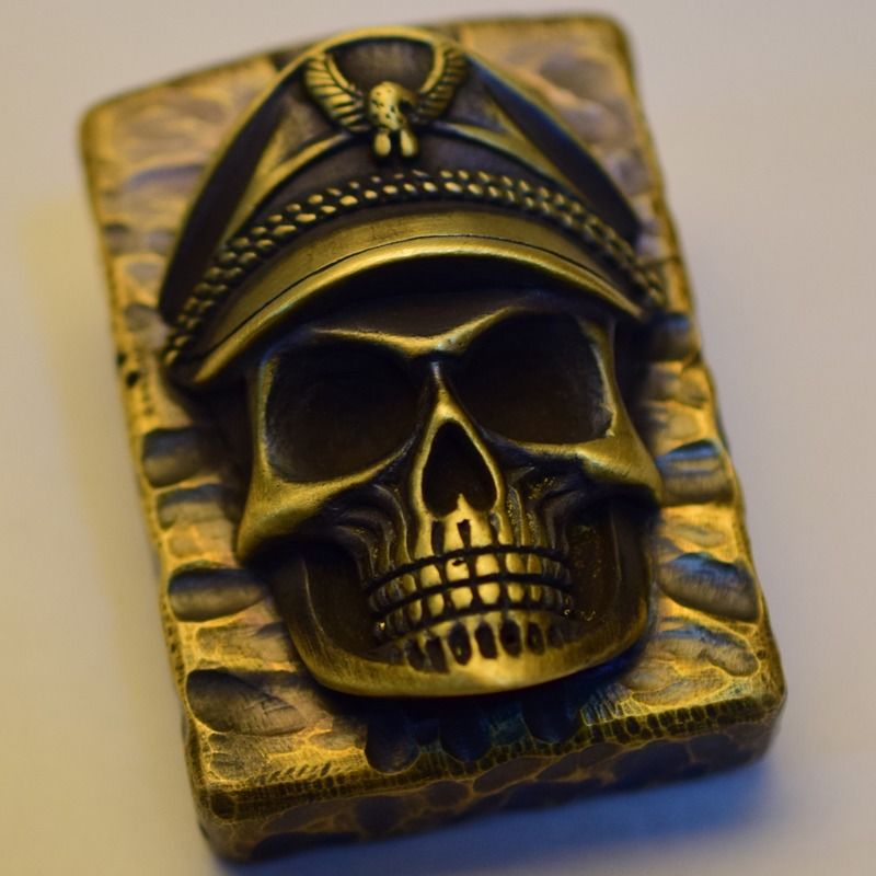 Skull Commander Brass Engraving Vintage Lighter