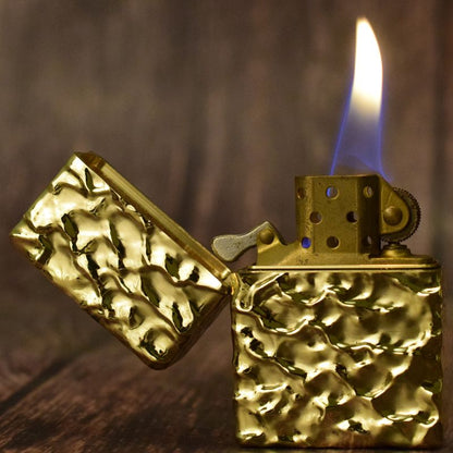 Glossy water ripple relief brass vintage lighter